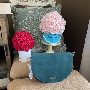 kate spade Teal Suede Half-Moon Crossbody Bag